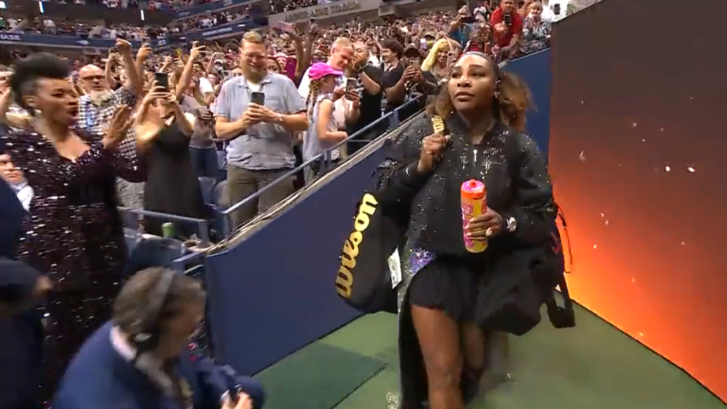 Serena Williams enters the US Open arena for her final tournament