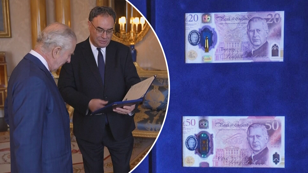 King Charles III presented with first banknotes featuring his face